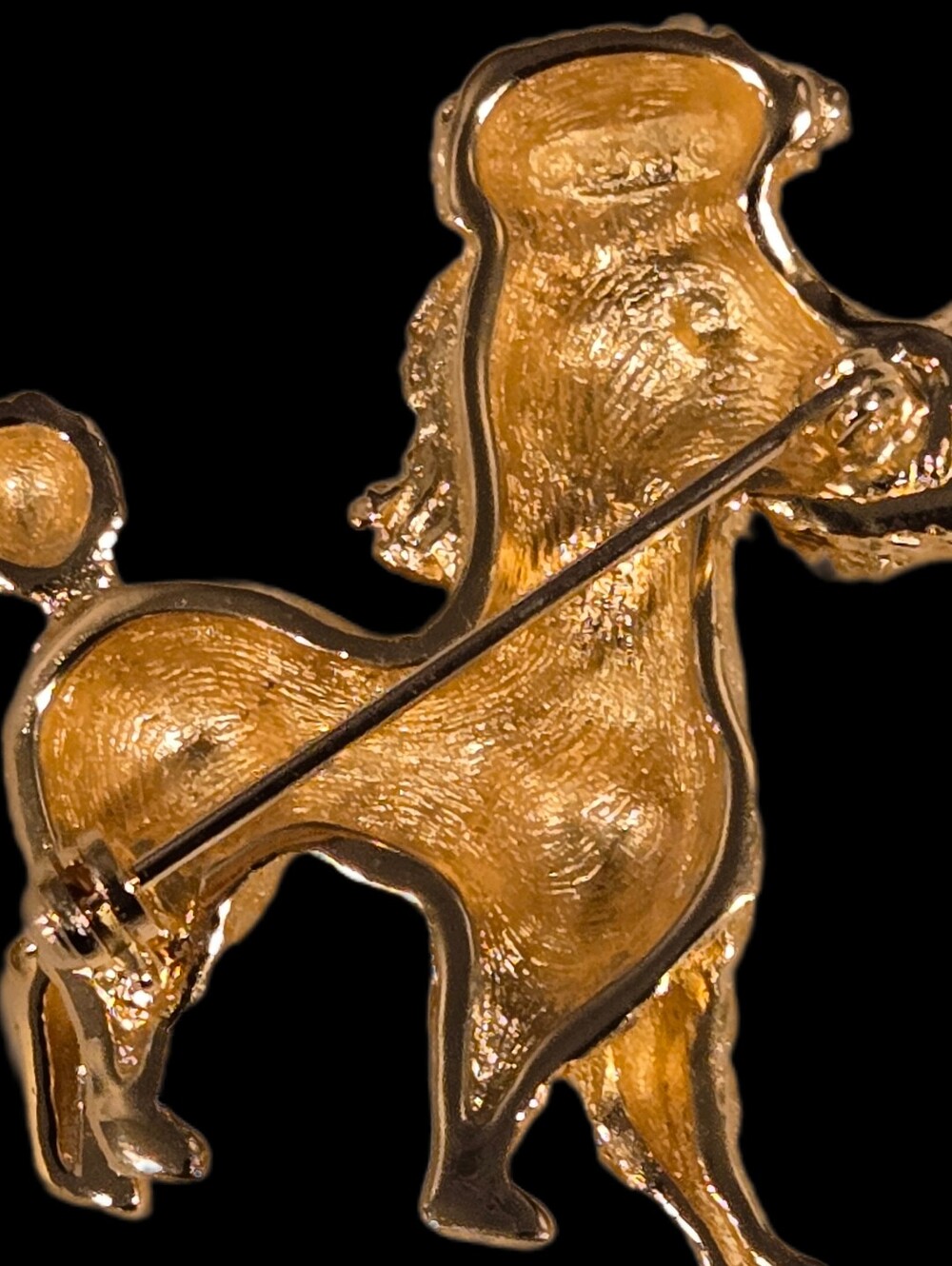 #137 - Christian Dior Pin Brooch Toy Poodle Dog Motif Rhinestone Gold - Picture 10 of 10